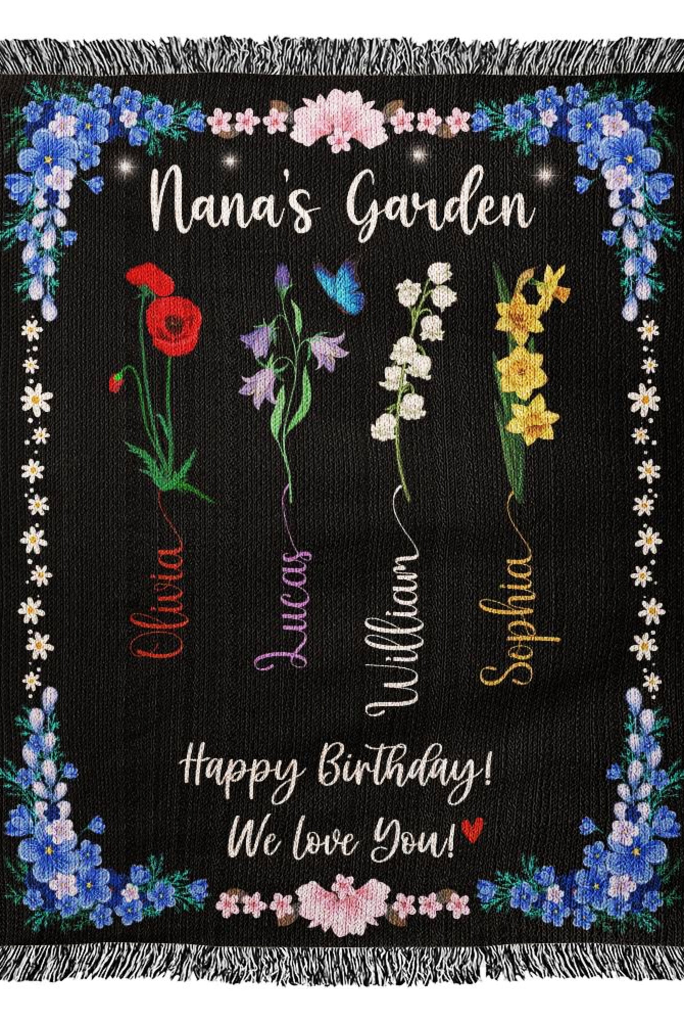 Personalized Birthday Gift for Grandma Woven Blanket