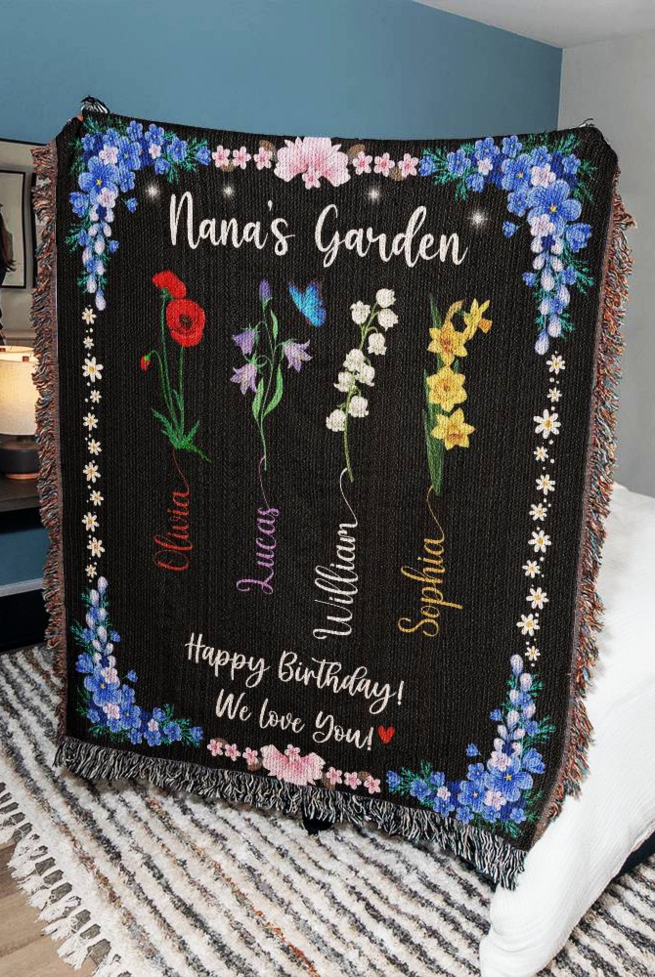 Personalized Birthday Gift for Nana Woven Blanket