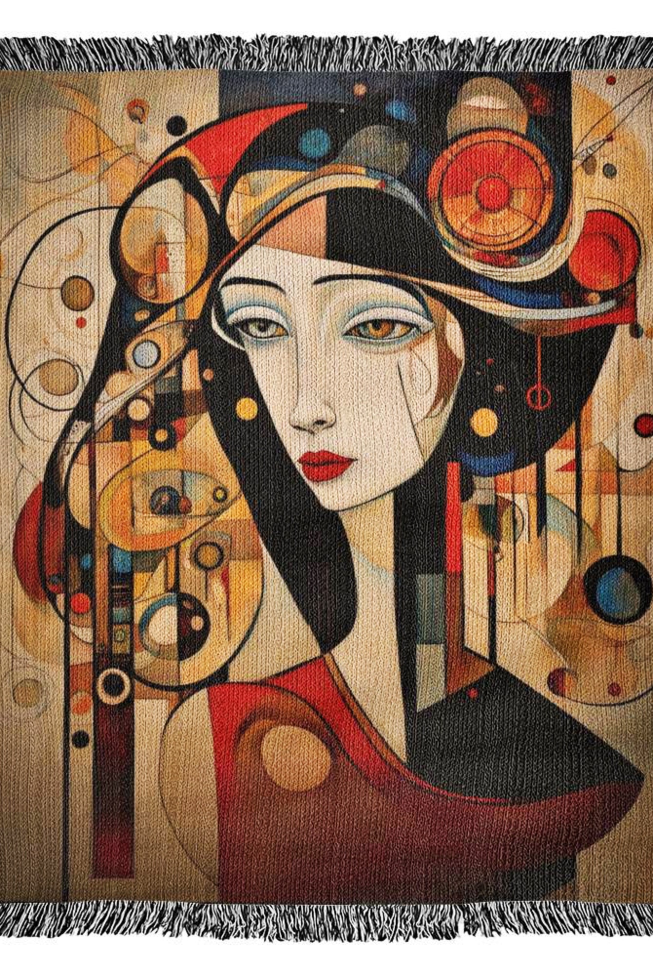 Picasso Style Abstract Woman Woven Tapestry Blanket Throw