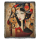 Picasso Style Abstract Woman Woven Tapestry Blanket Throw
