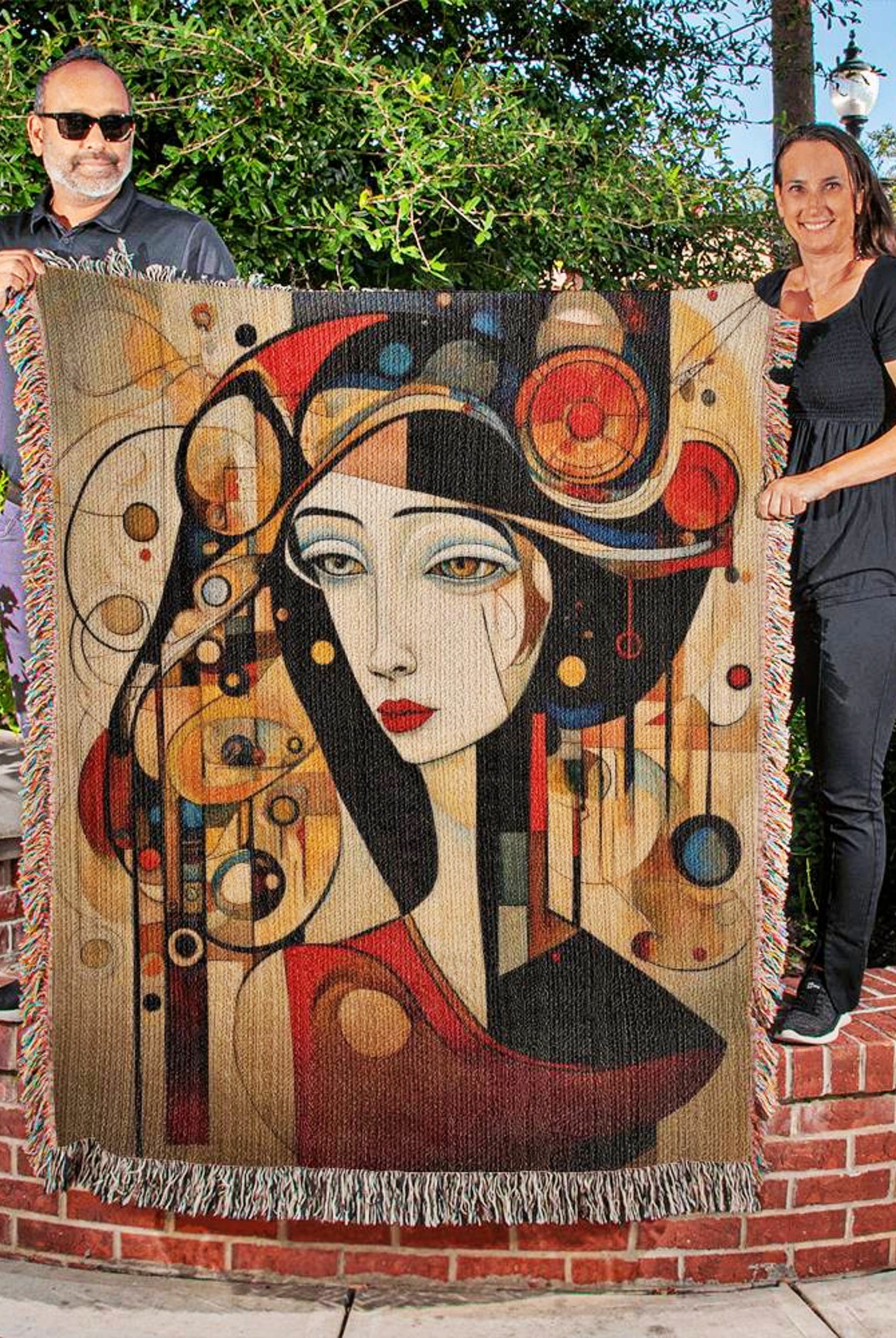 Picasso Style Cubist Abstract Woman Woven Blanket Throw