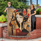 Picasso Style Cubist Abstract Woman Woven Blanket Throw