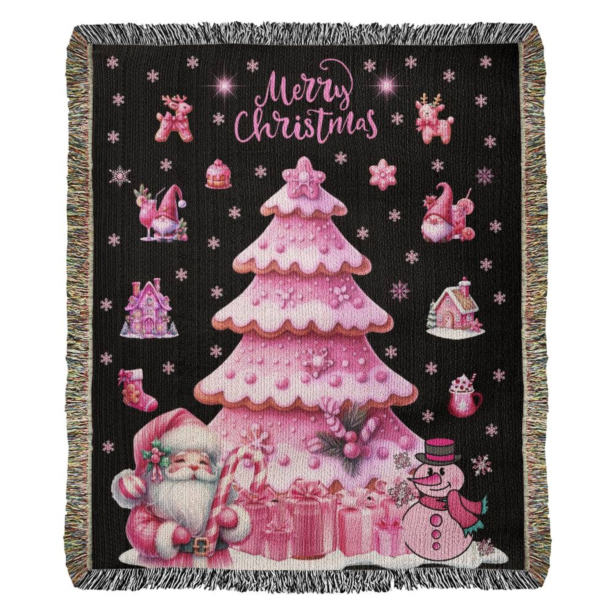 Pink Christmas Throw Blanket