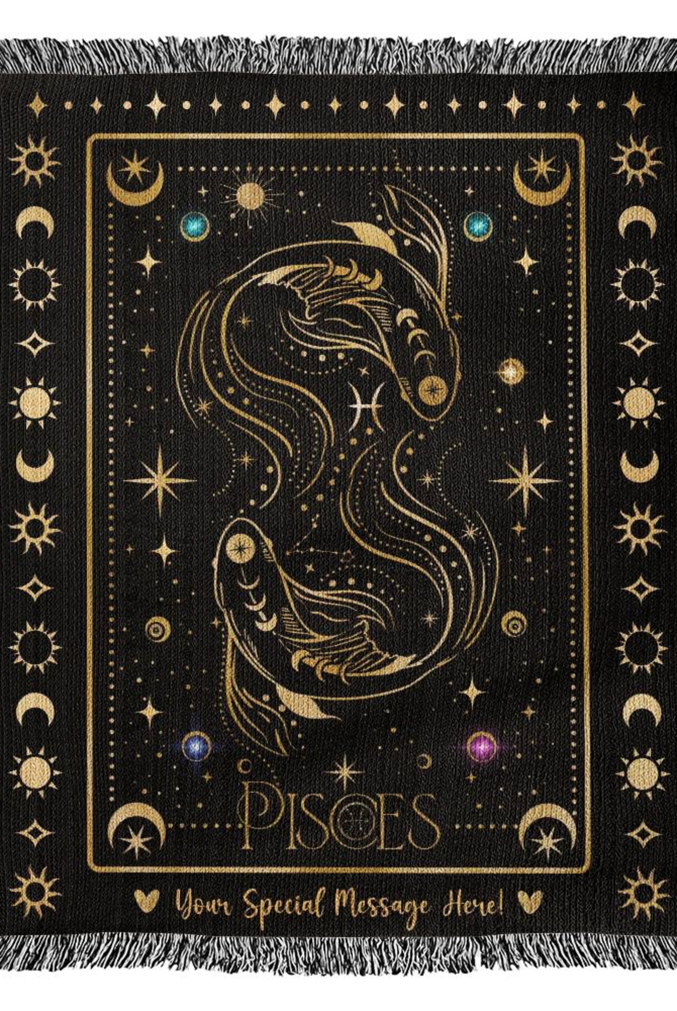 Pisces Zodiac Custom Gift Woven Throw Blanket