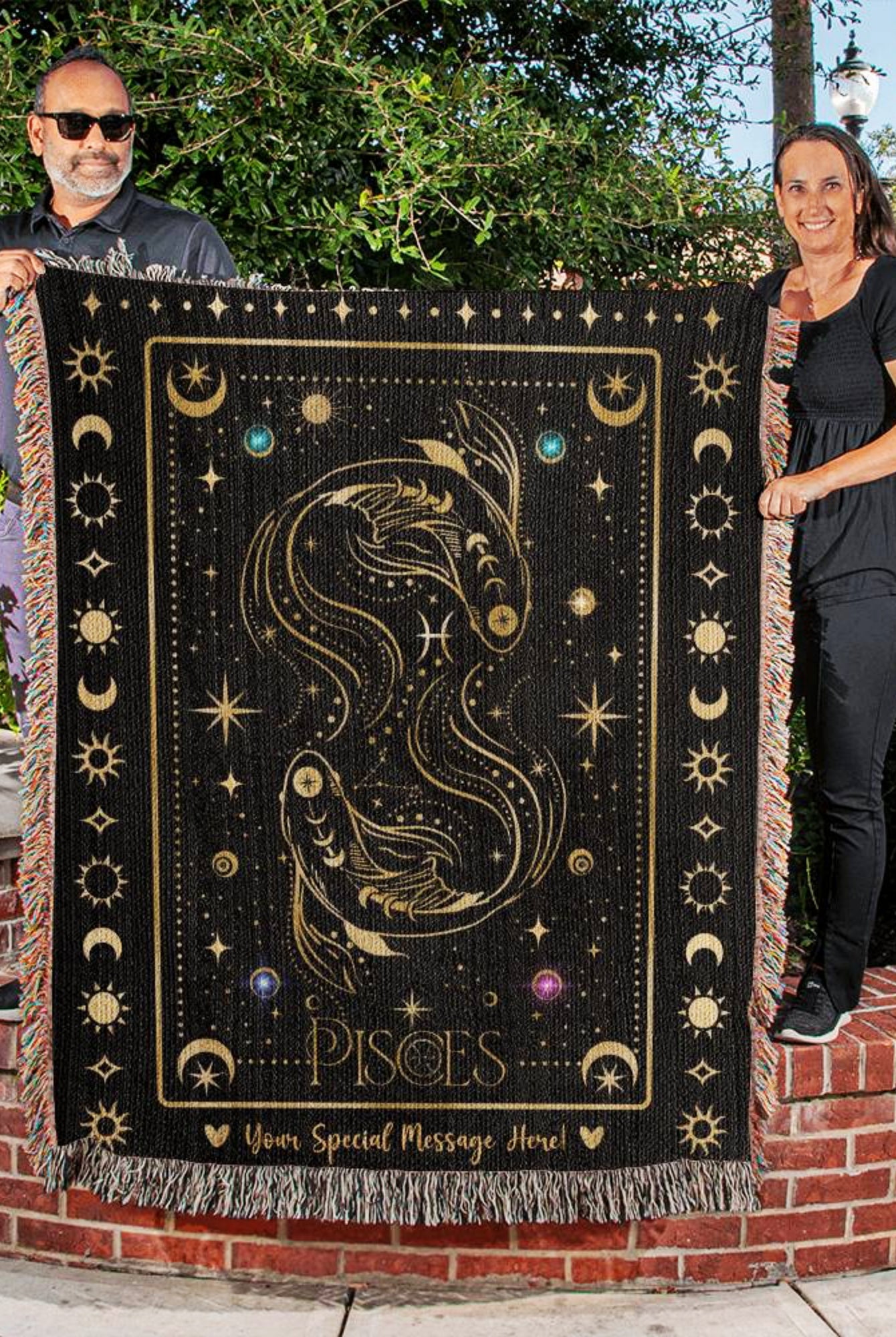 Pisces Gifts Custom Woven Throw Blanket