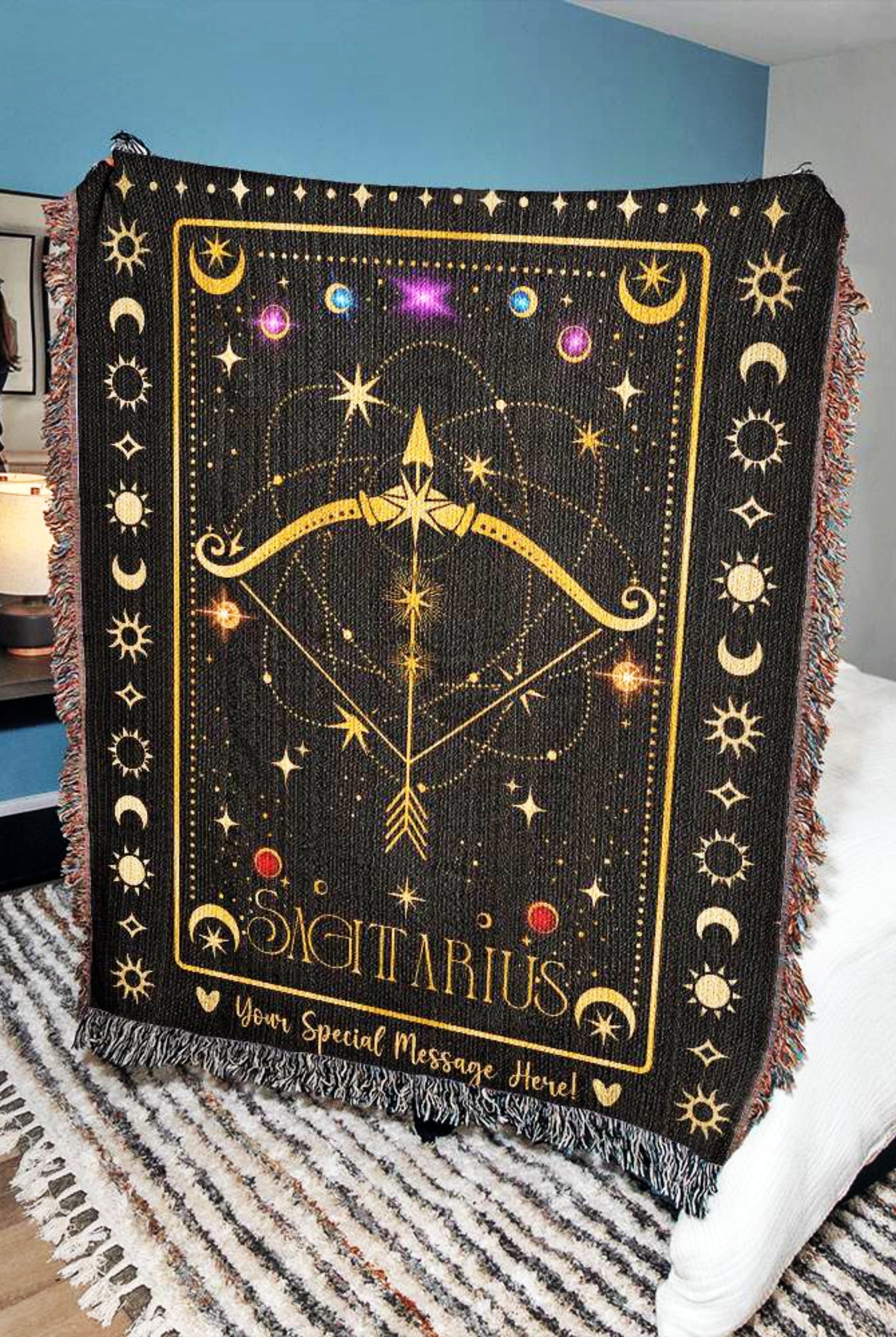Personalized Sagittarius Zodiac 100% Cotton Woven Blanket