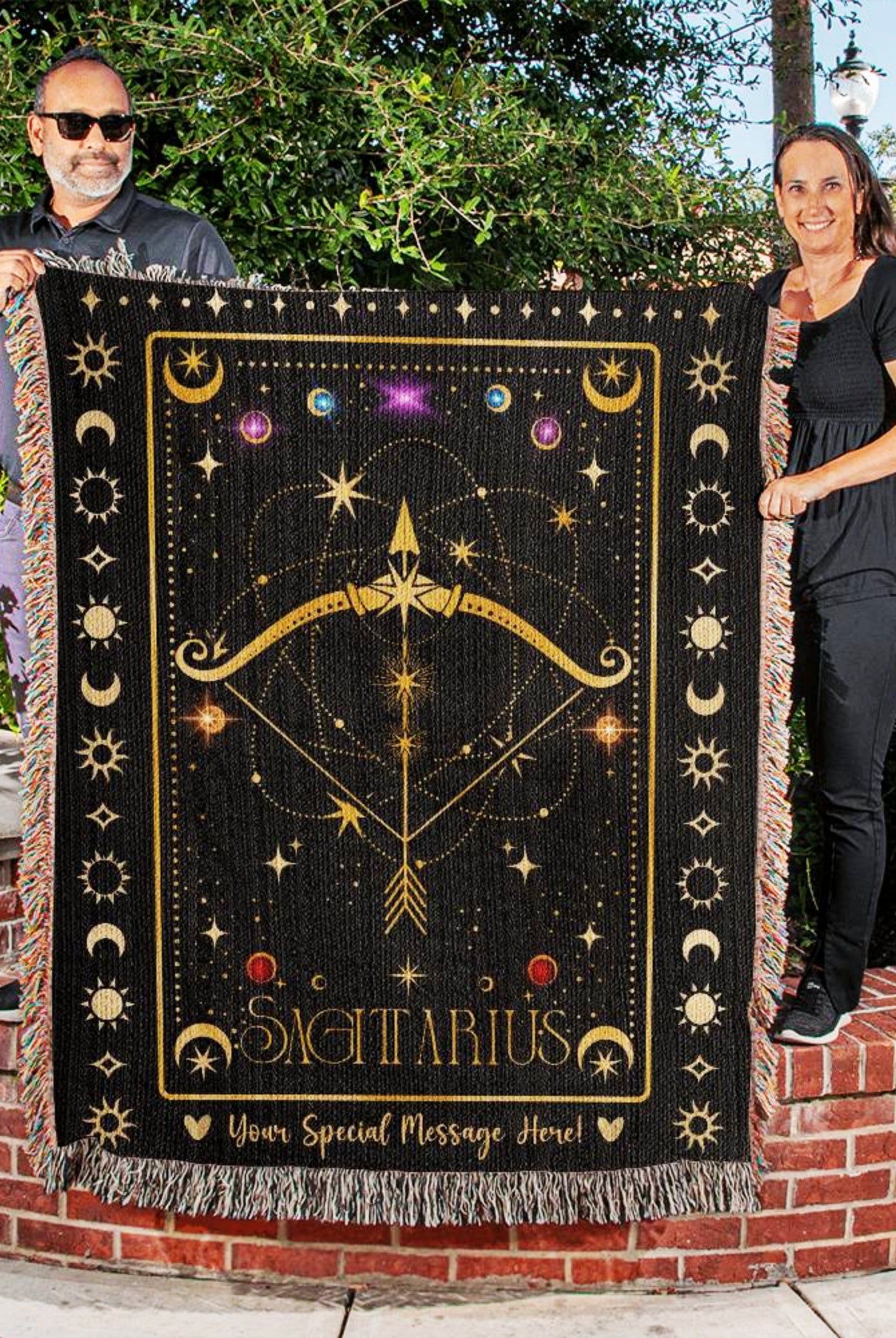 Personalized Sagittarius Zodiac Woven Blanket