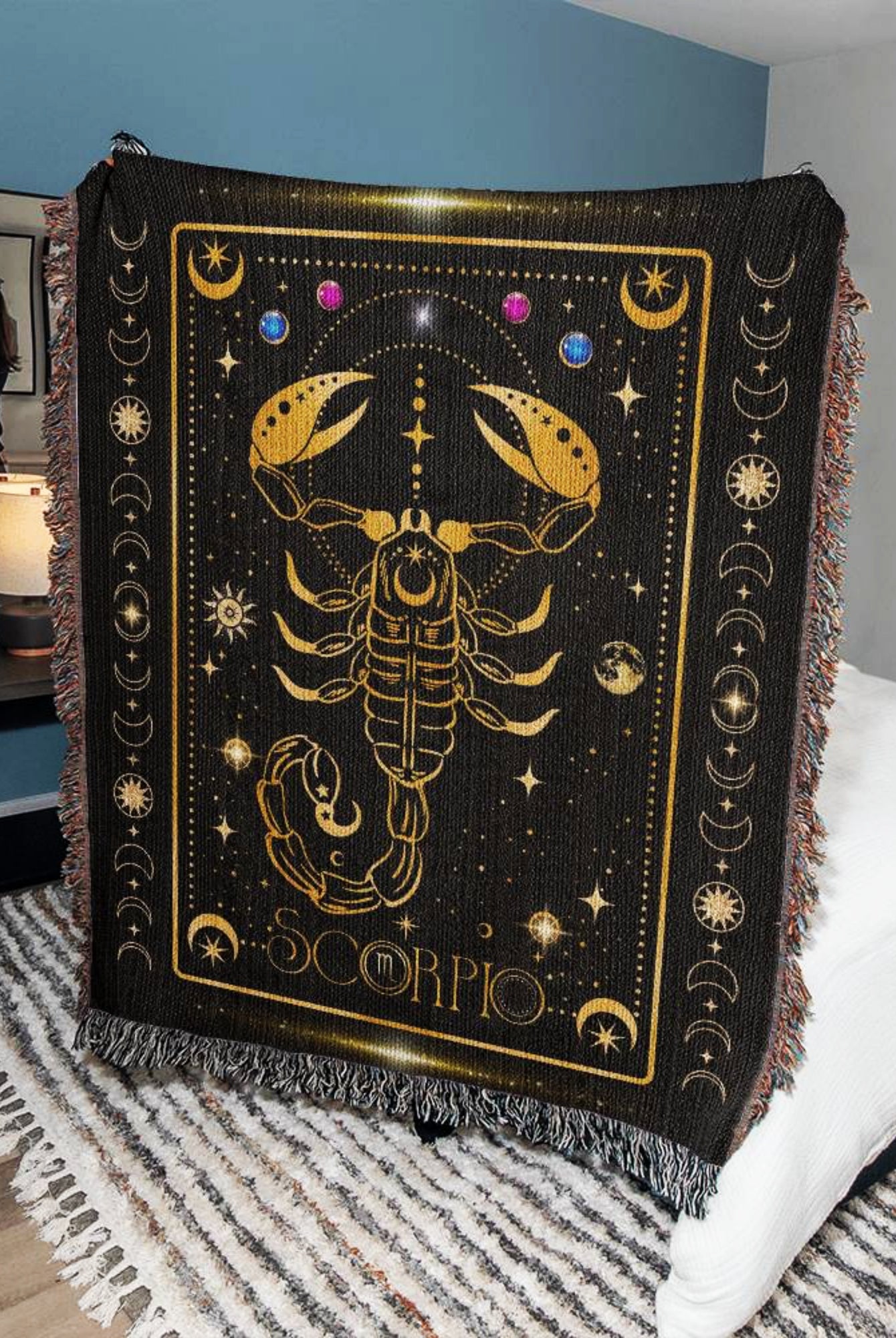 Scorpio Zodiac Woven Throw Blanket