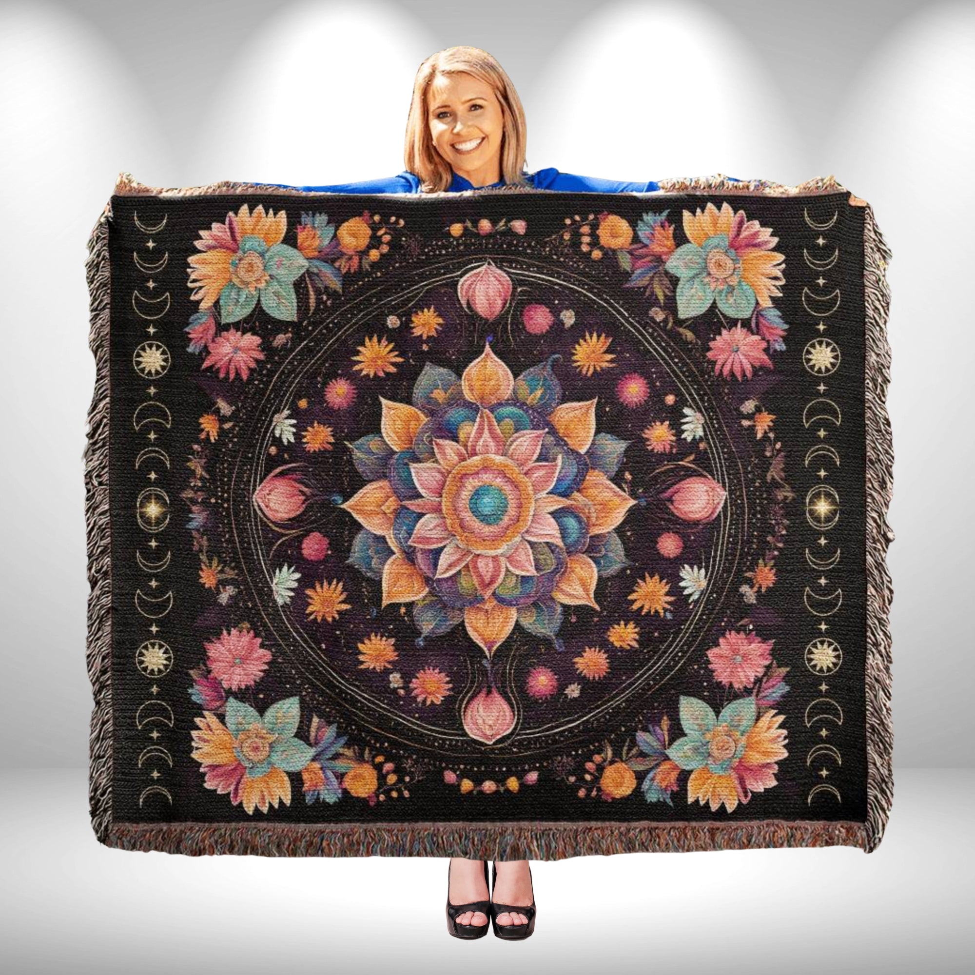 BOHO Floral Mandala Woven Blanket Throw