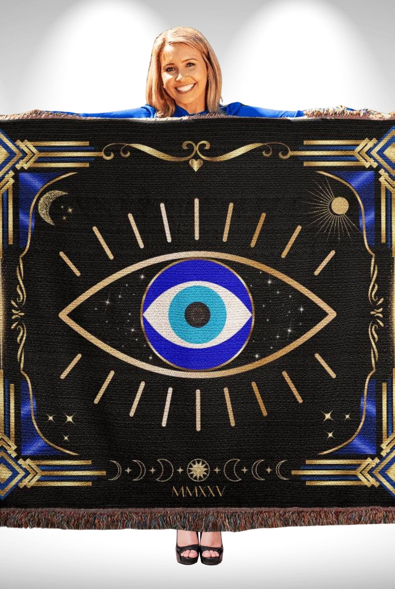 Evil Eye Woven Blanket Throw
