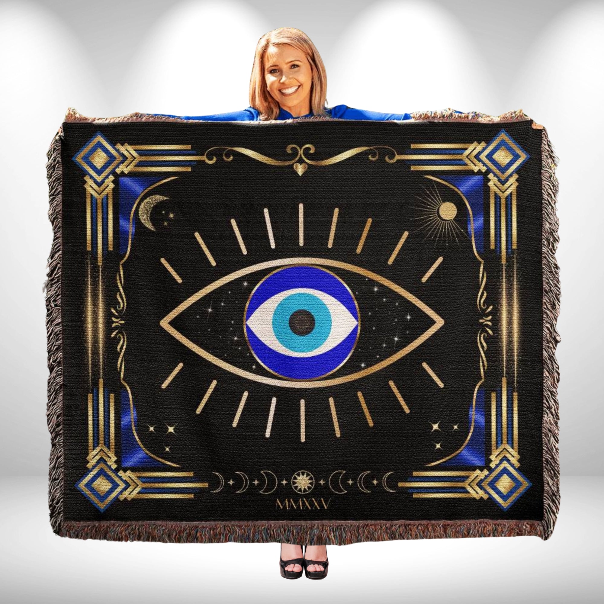 Evil Eye Woven Blanket Throw