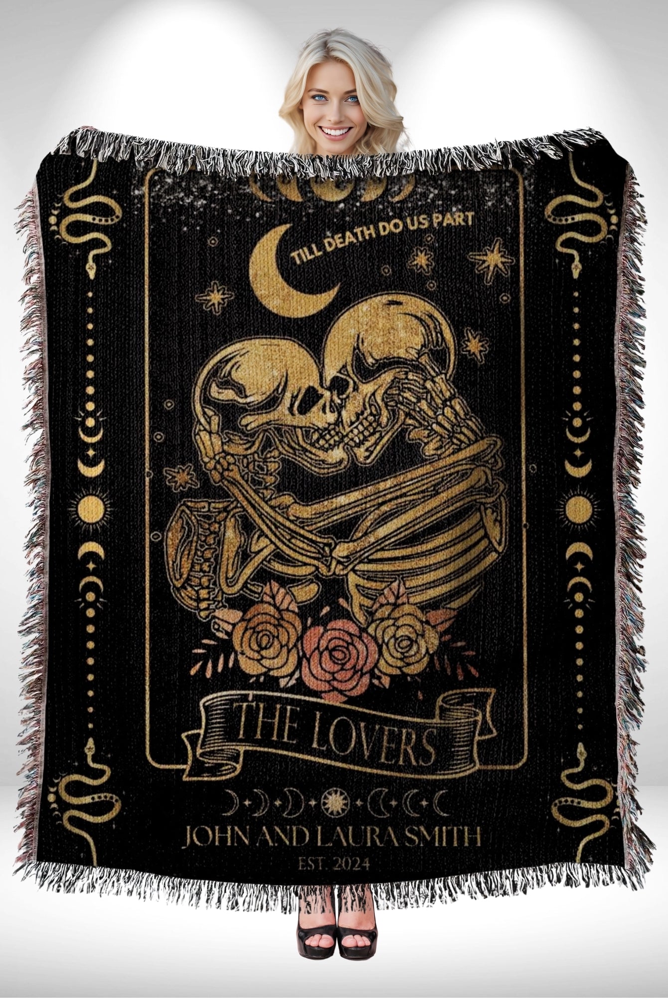 The Lovers Tarot Personalized Wedding Blanket