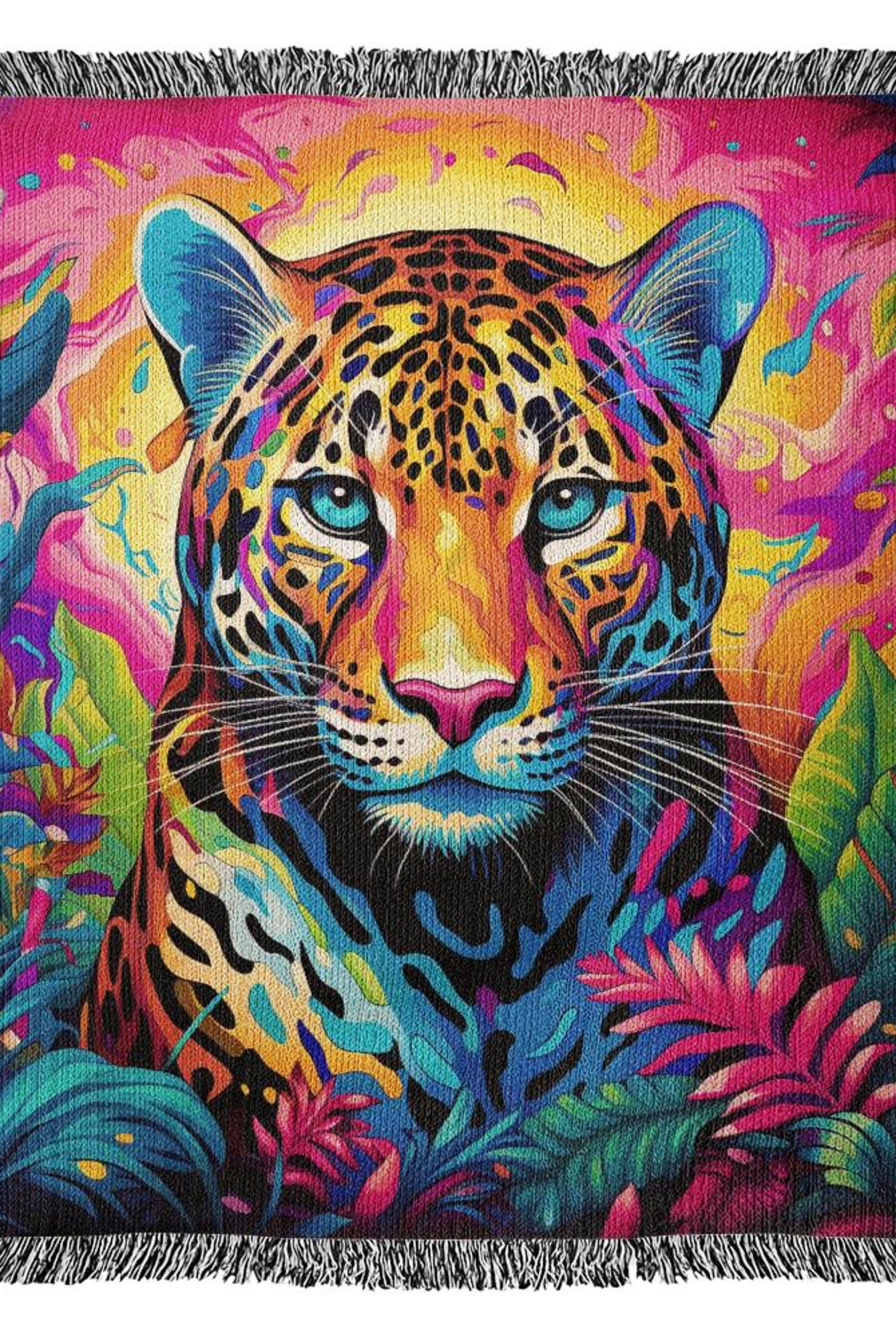 Jungle Tiger Cotton Woven Throw Blanket