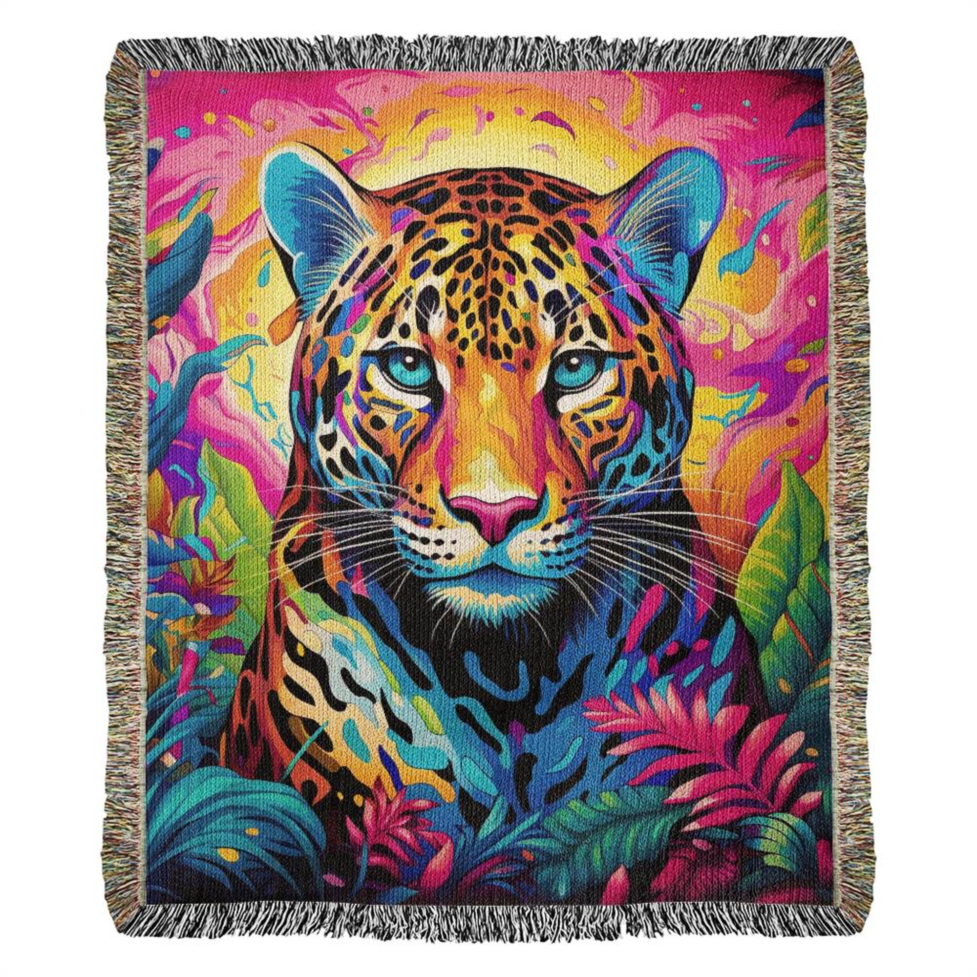 Jungle Tiger Cotton Woven Throw Blanket