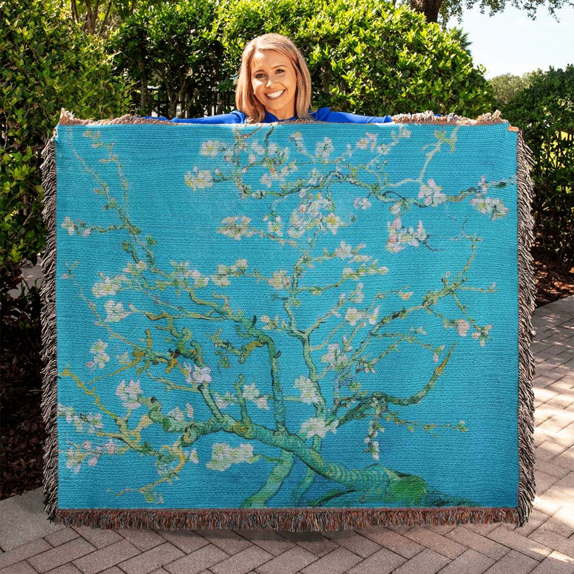 Van Gogh Almond Blossoms Woven Blanket Throw
