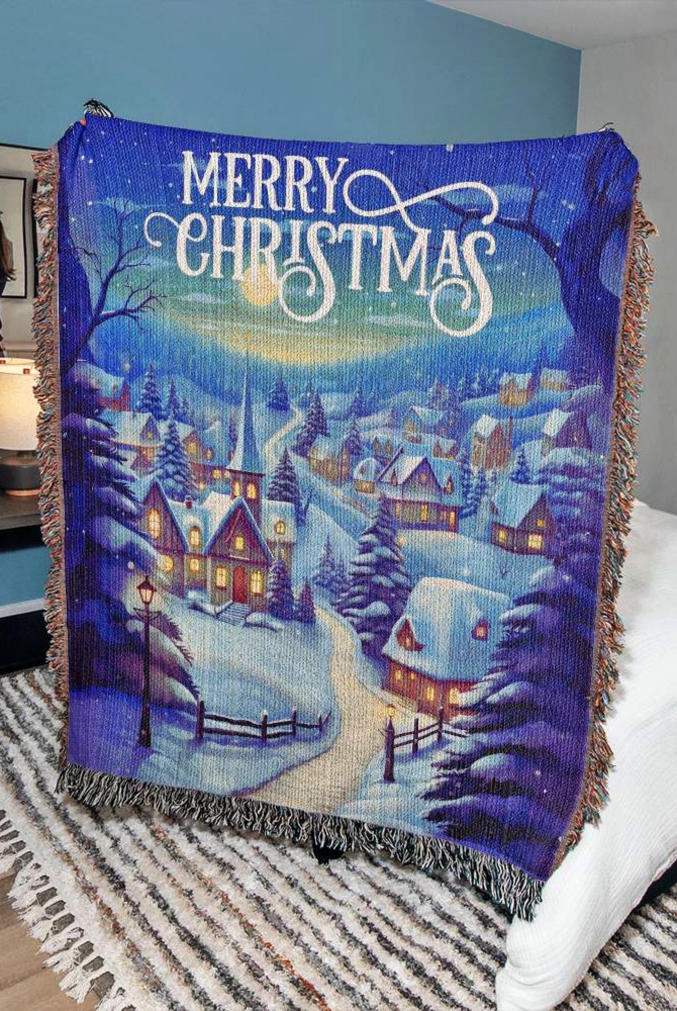 Vintage Christmas Gifts Woven Throw Blanket