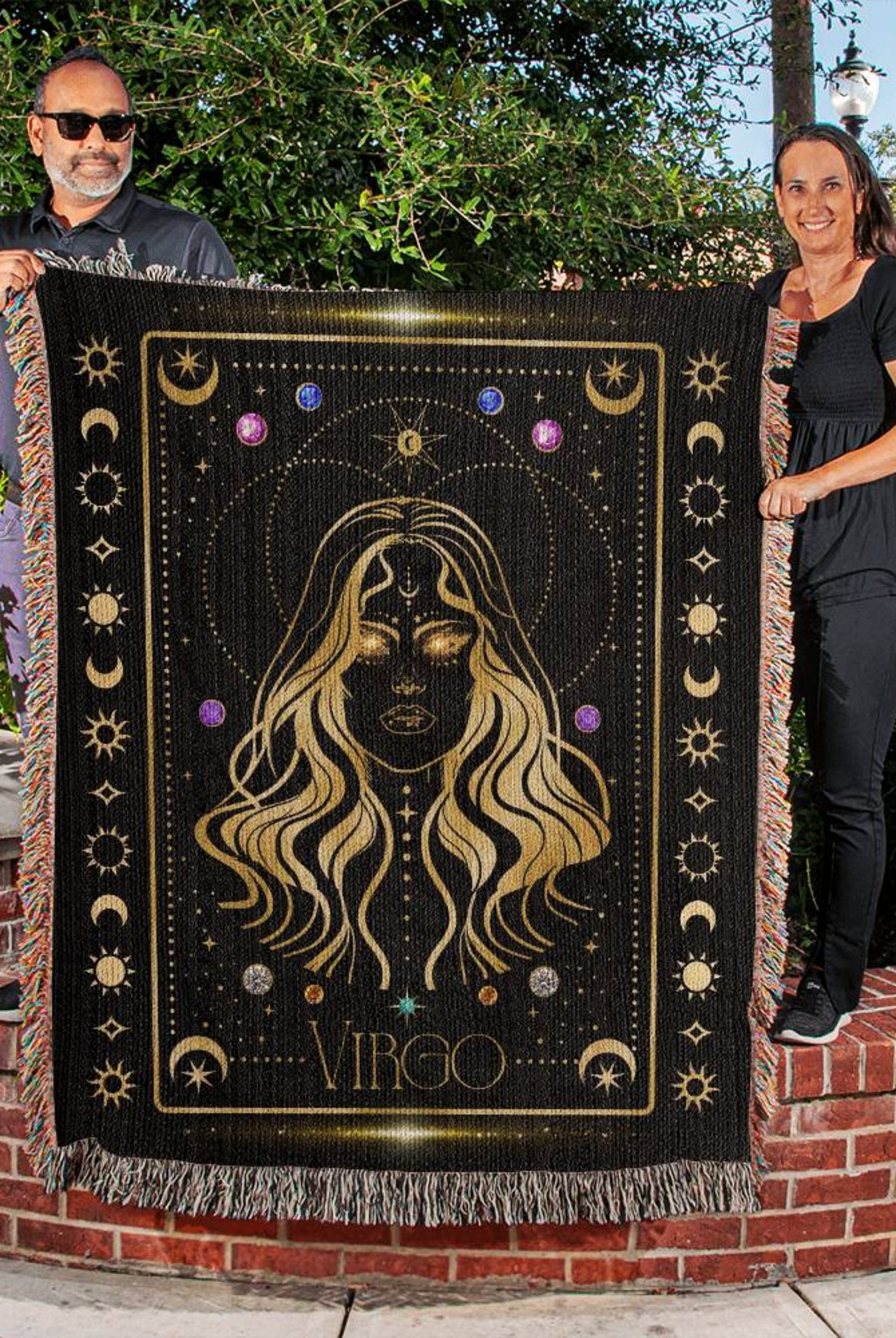 Virgo Zodiac 100% Cotton Woven Throw Blanket