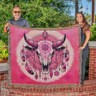 Pink Boho Skull Cowgirl Blanket