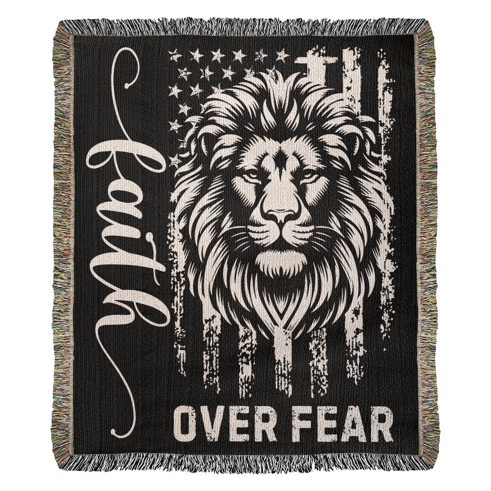 Faith Over Fear Christian Tapestry Blanket Throw
