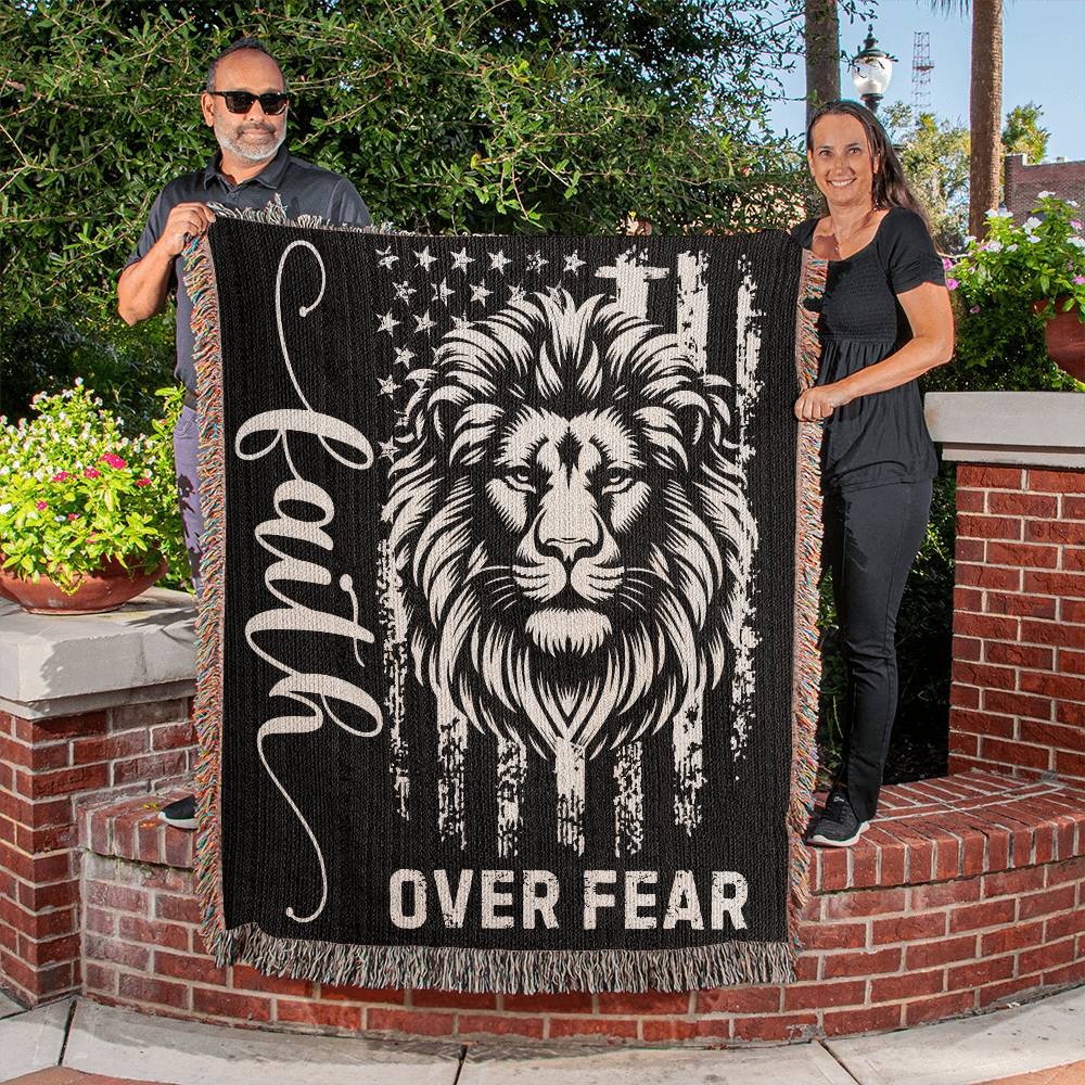 Faith Over Fear Christian Woven Tapestry