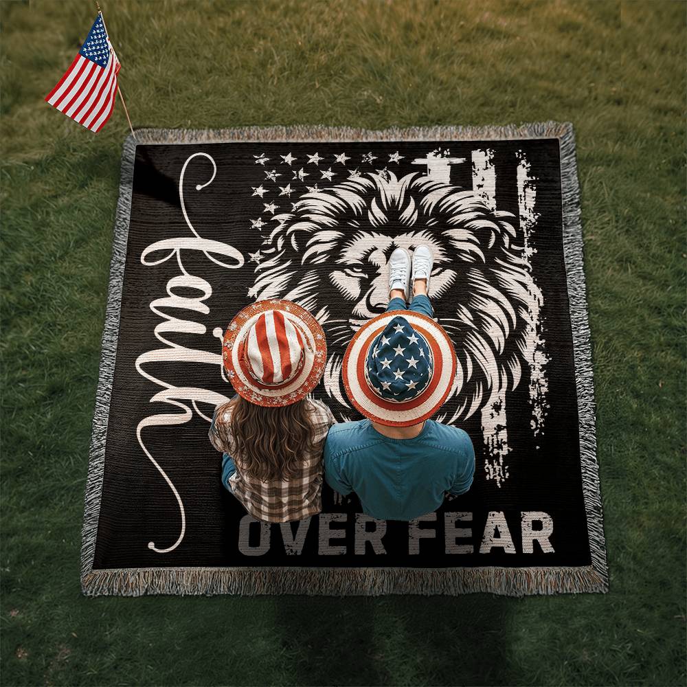 Faith Over Fear Christian Woven Tapestry Blanket Throw