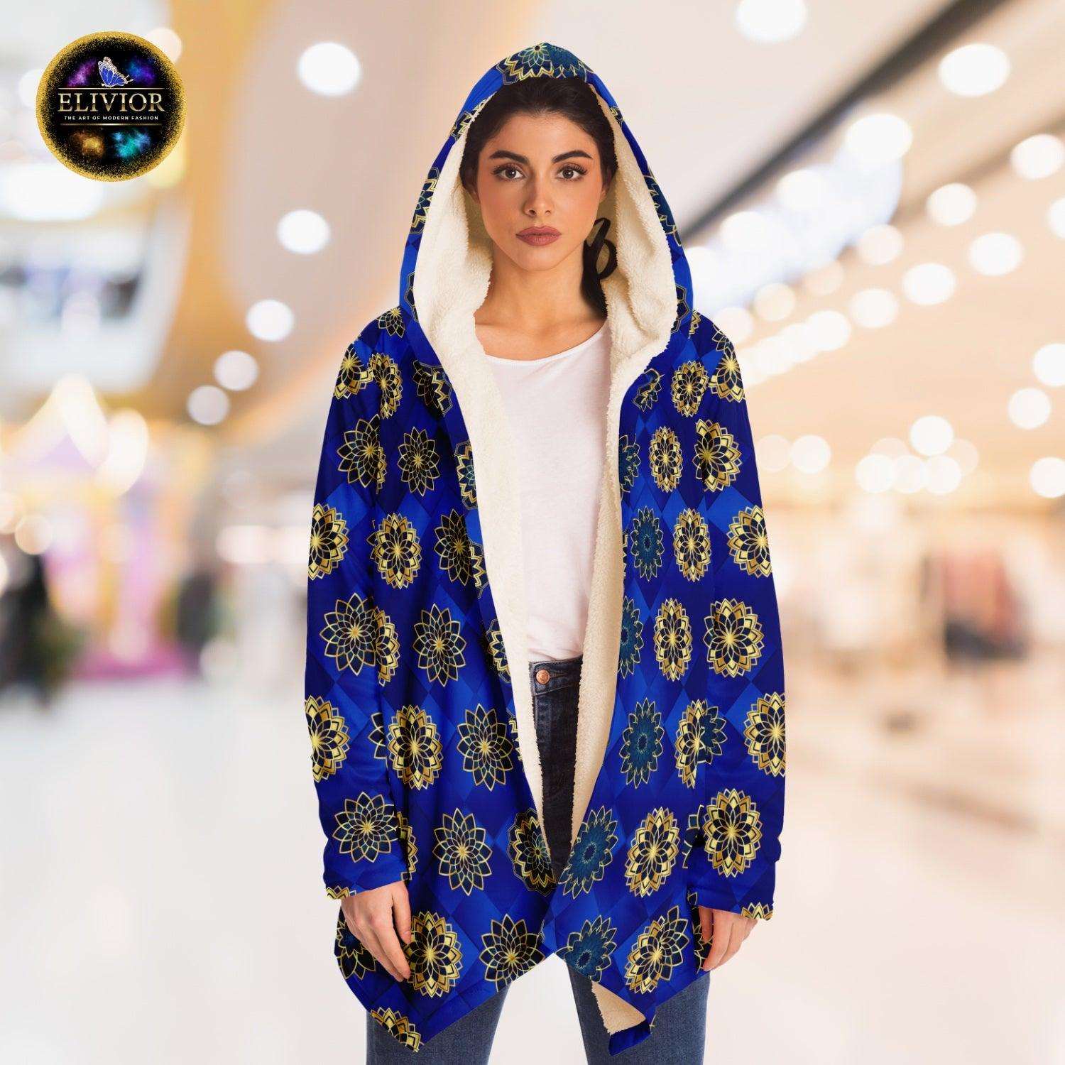 Blue Diamond Golden Mandala Luxurious Cloak - ELIVIOR