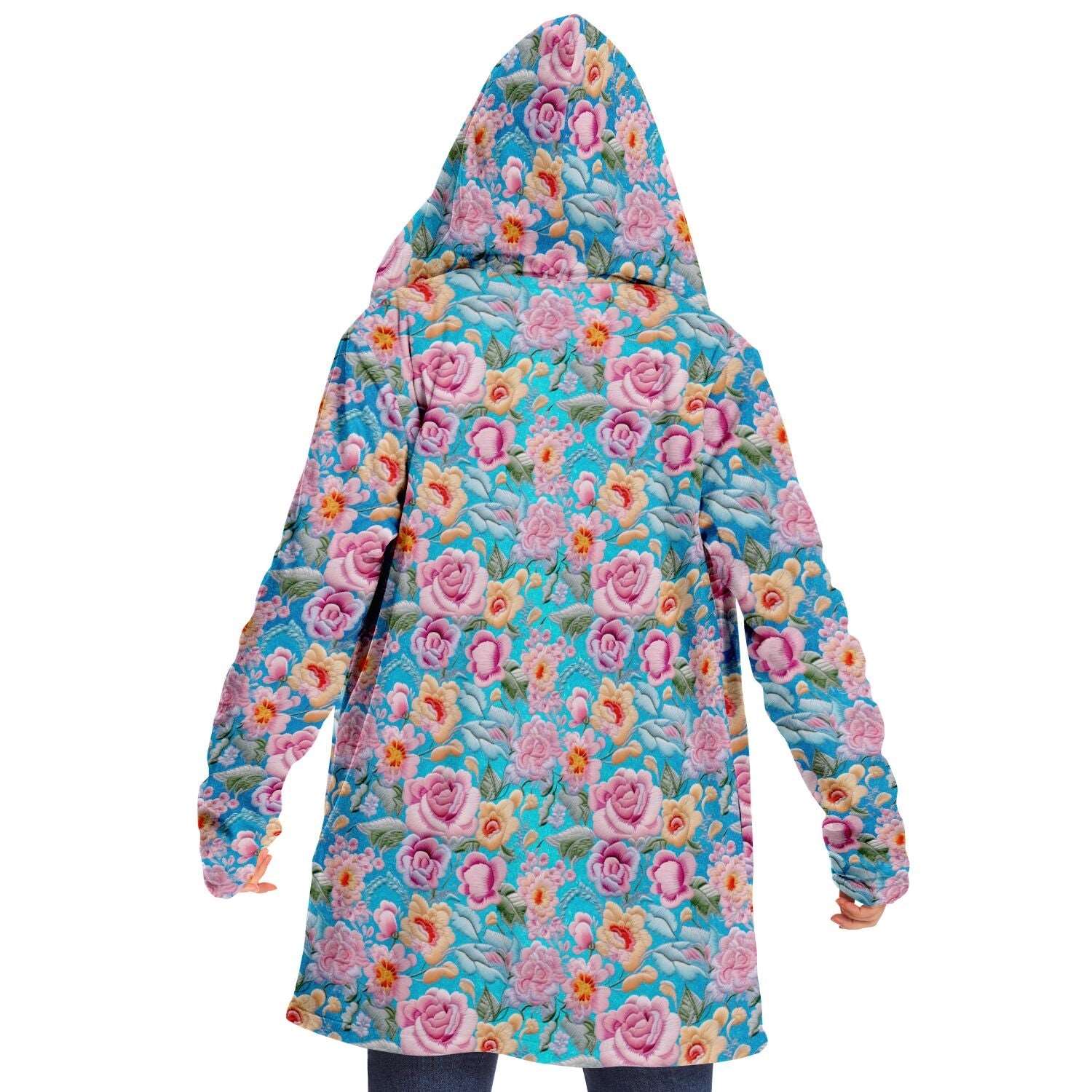 Chic Pastel Flowers Embroidery Print Cloak - ELIVIOR