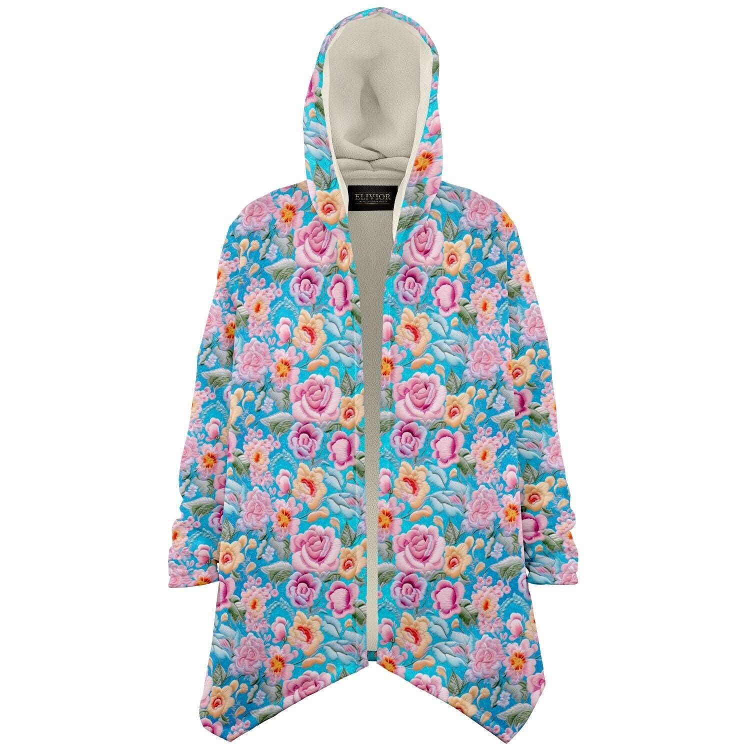 Chic Pastel Flowers Embroidery Print Cloak - ELIVIOR