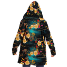 Chiyogami Flowers Print Luxury Cloak with Hood - ELIVIOR