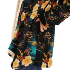 Chiyogami Flowers Print Luxury Cloak with Hood - ELIVIOR