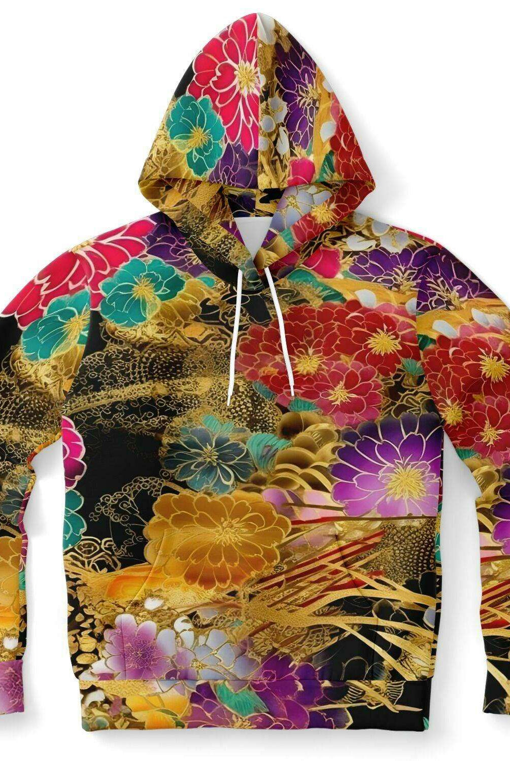 Chiyogami Flowers Print Luxury Fashion Hoodie For Women - ELIVIOR