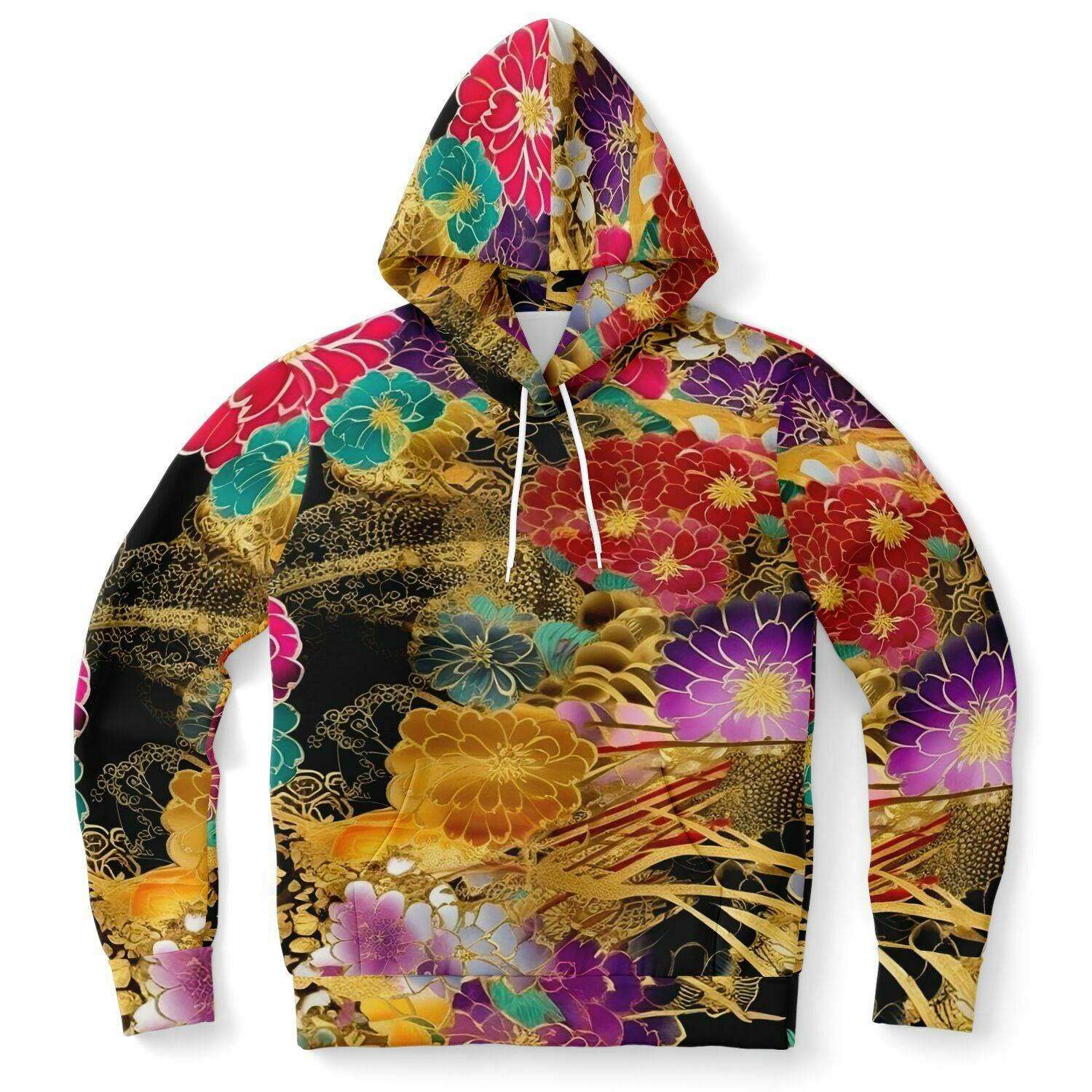 Chiyogami Flowers Print Luxury Fashion Hoodie For Women - ELIVIOR