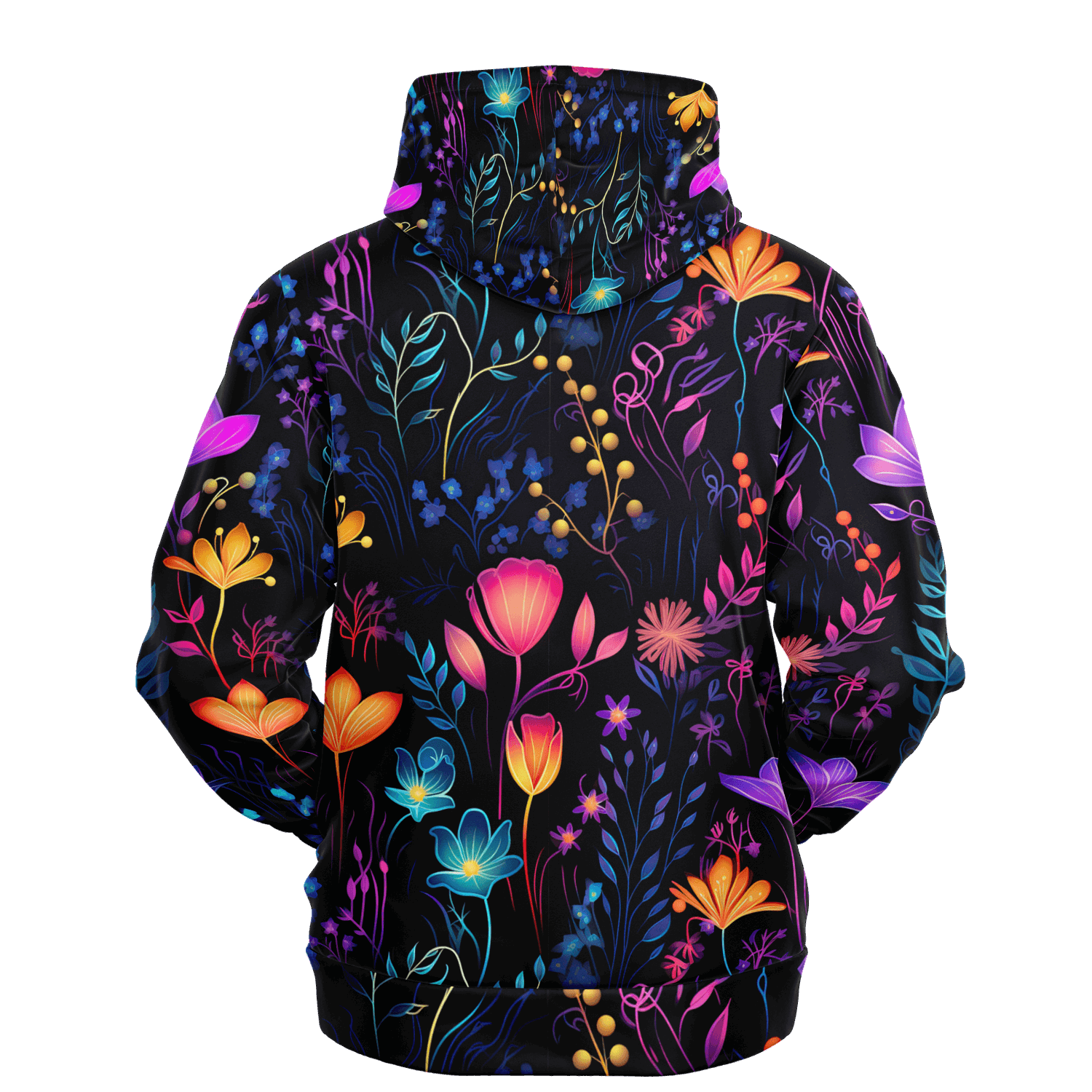 Colorful Comfy Neon Flowers Fashion Hoodie - ELIVIOR
