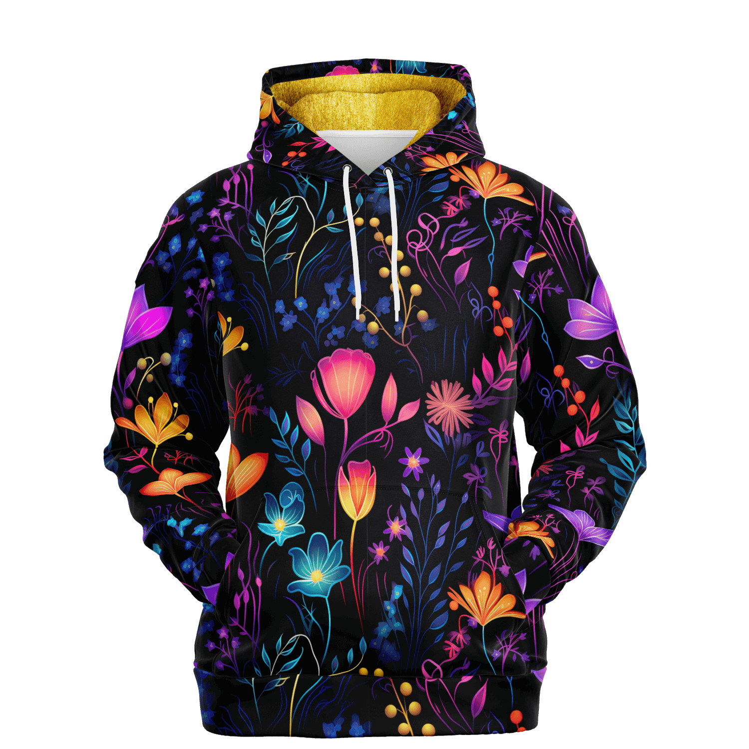 Colorful Comfy Neon Flowers Fashion Hoodie - ELIVIOR