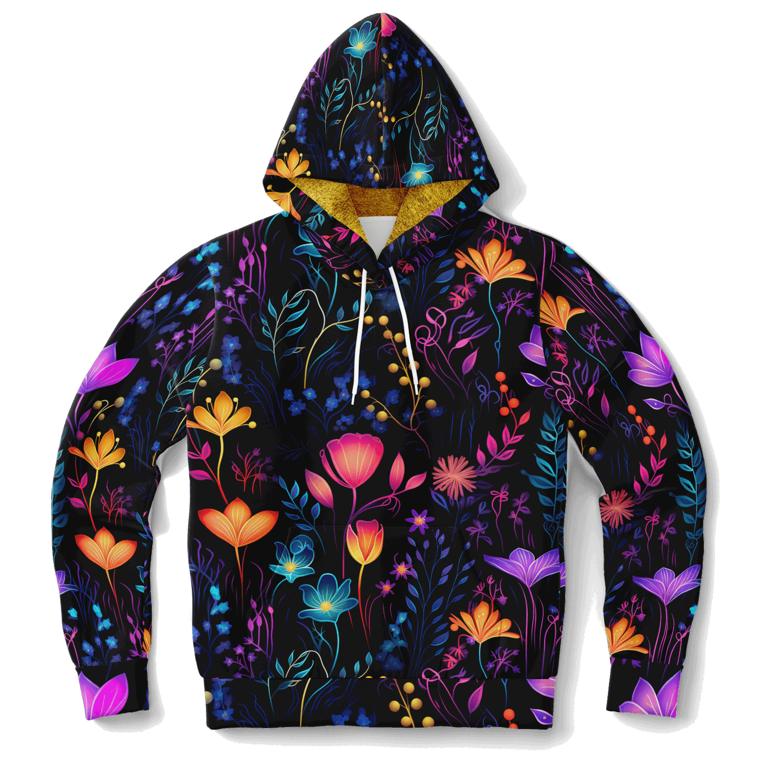 Colorful Comfy Neon Flowers Fashion Hoodie - ELIVIOR