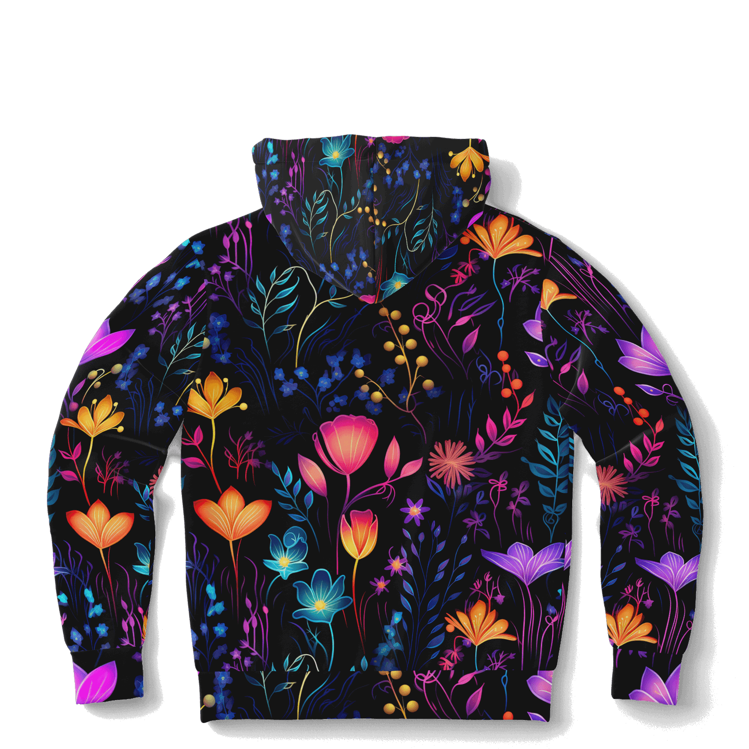Colorful Comfy Neon Flowers Fashion Hoodie - ELIVIOR
