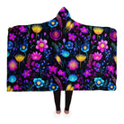 vibrant neon wildflowers hooded blanket