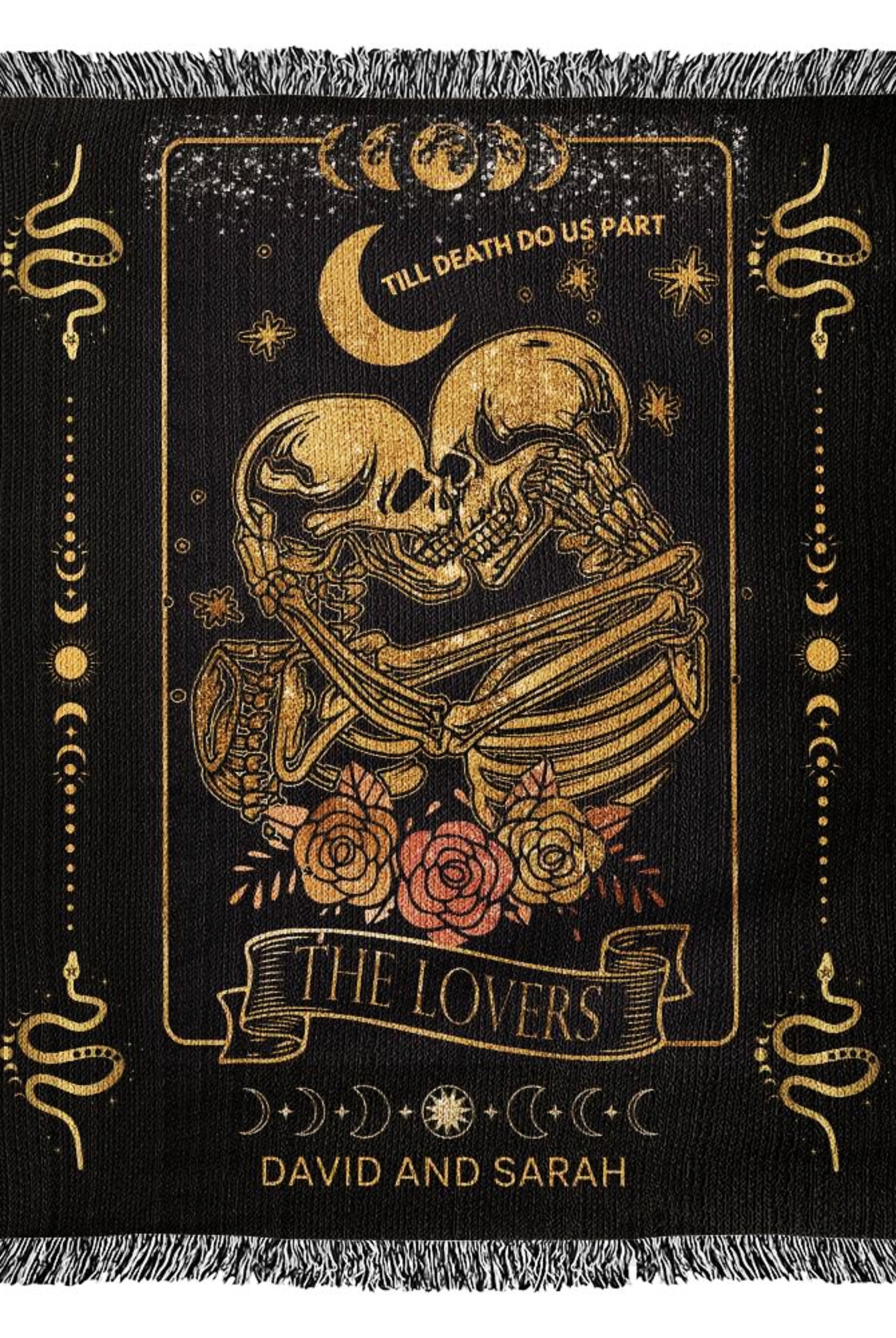 The Lovers Tarot Personalized Woven Blanket Throw Anniversary Gift