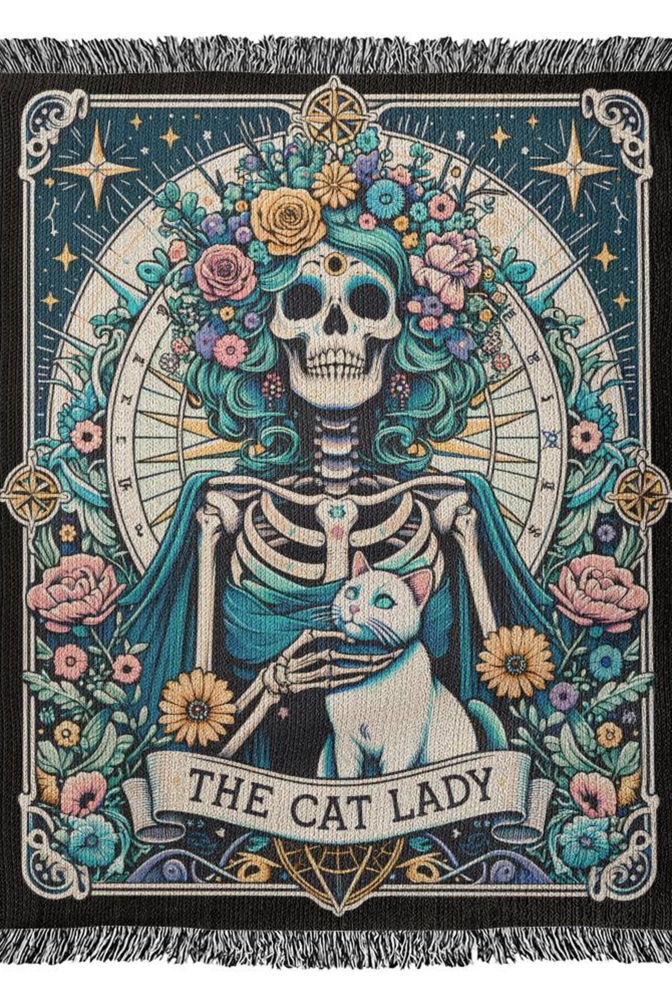 The Cat Lady Tarot Card Woven Blanket