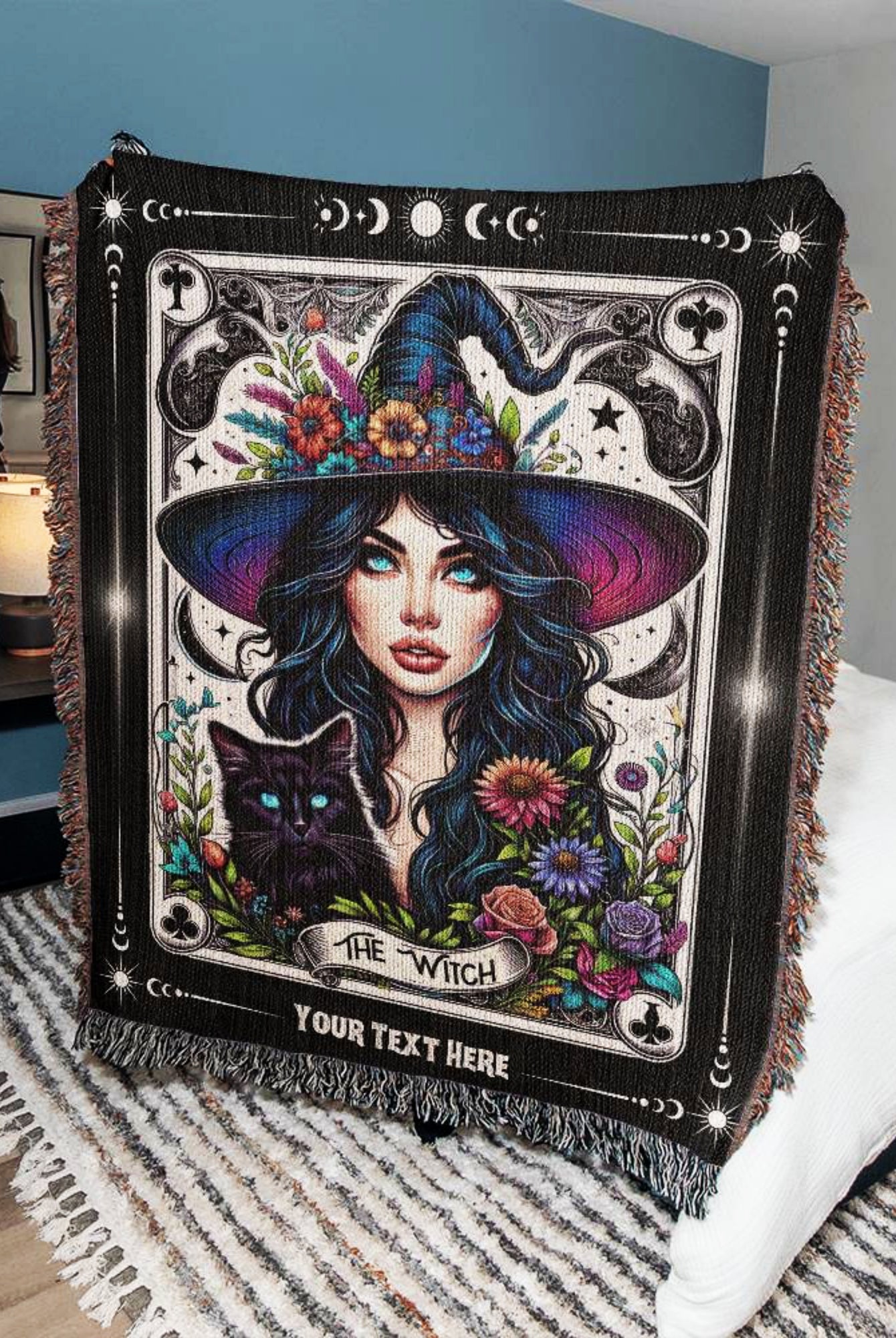 The Witch Tarot Card Woven Blanket Throw
