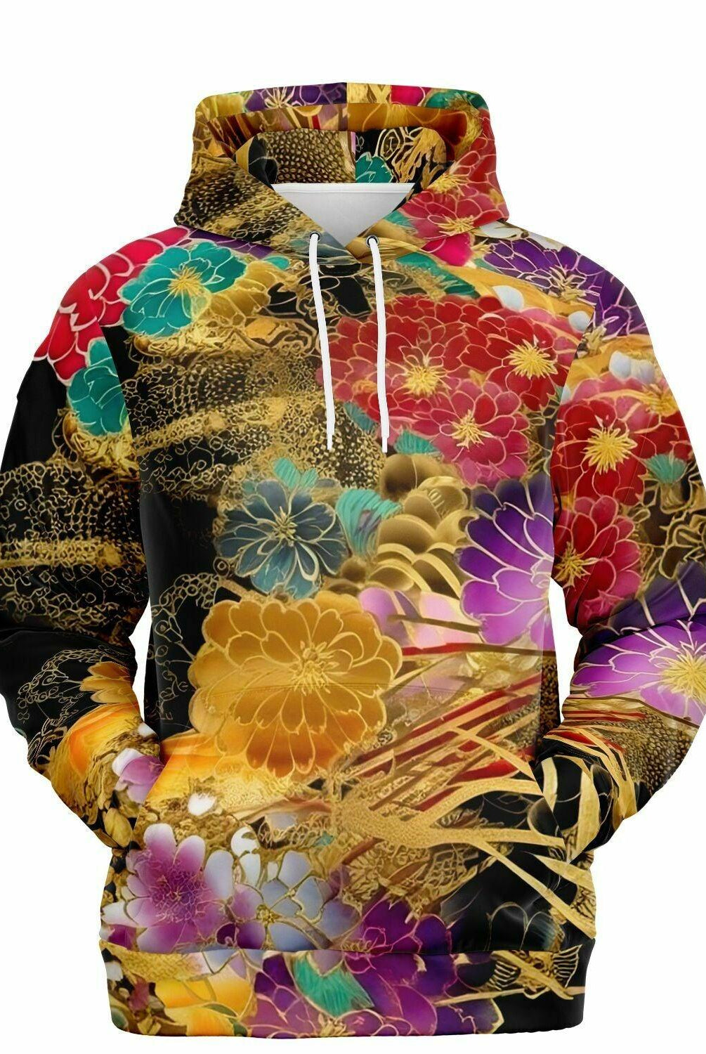 Chiyogami Flowers Print Luxury Fashion Hoodie For Women - ELIVIOR