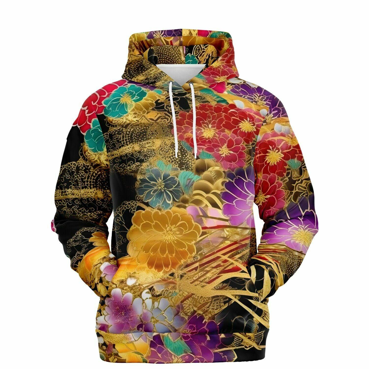 Chiyogami Flowers Print Luxury Fashion Hoodie For Women - ELIVIOR
