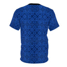 Blue Diamond Checkered Floral Monogram T-Shirt - ELIVIOR