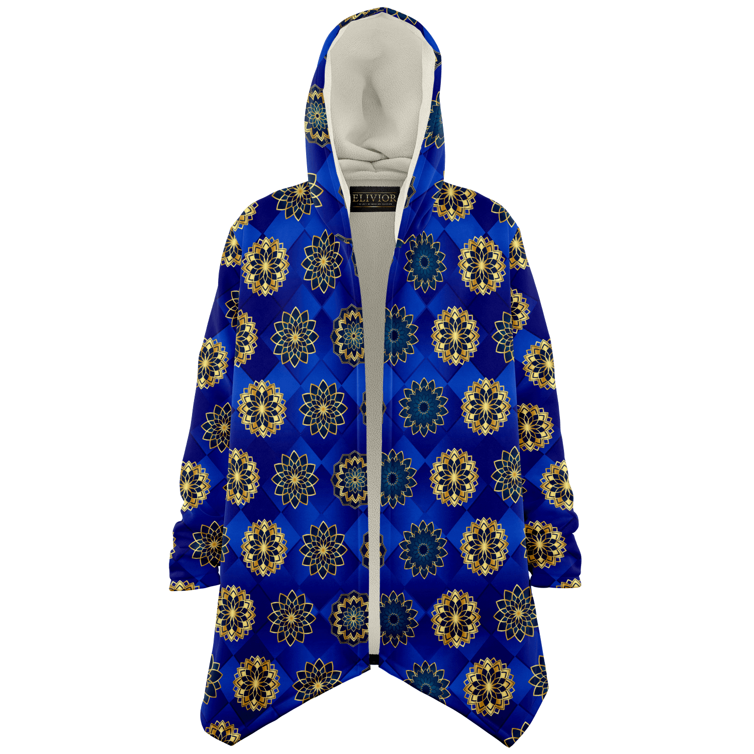 Blue Diamond Golden Mandala Luxurious Cloak - ELIVIOR