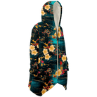 Chiyogami Flowers Print Luxury Cloak with Hood - ELIVIOR