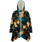 Chiyogami Flowers Print Luxury Cloak with Hood - ELIVIOR