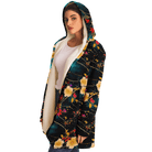 Chiyogami Flowers Print Luxury Cloak with Hood - ELIVIOR