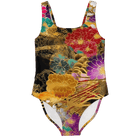 Chiyogami Flowers Print One Piece Swimsuit - ELIVIOR