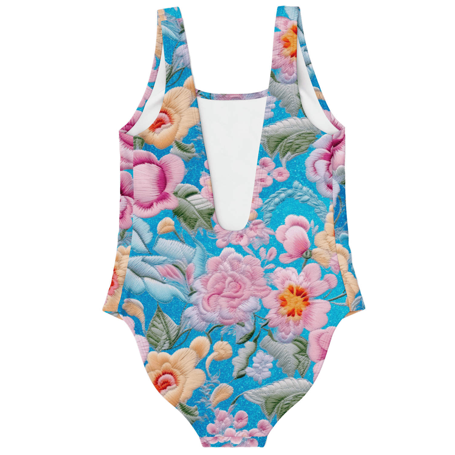 Cute Pastel Embroidery Floral Print Swimsuit - ELIVIOR