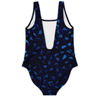 Designer One Piece Swimsuit Blue Gold Leopard - ELIVIOR